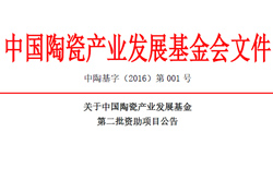 关于中国陶瓷产业发展基金第二批资助项目公告